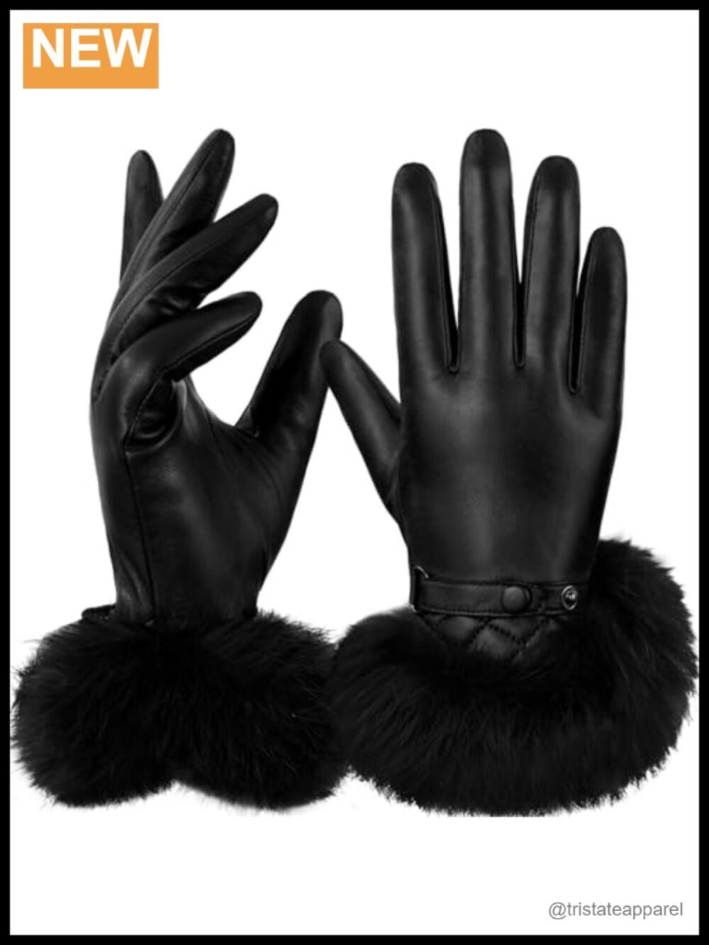 Sheepskin Leather Gloves Fur Trim Touchscreen Winter